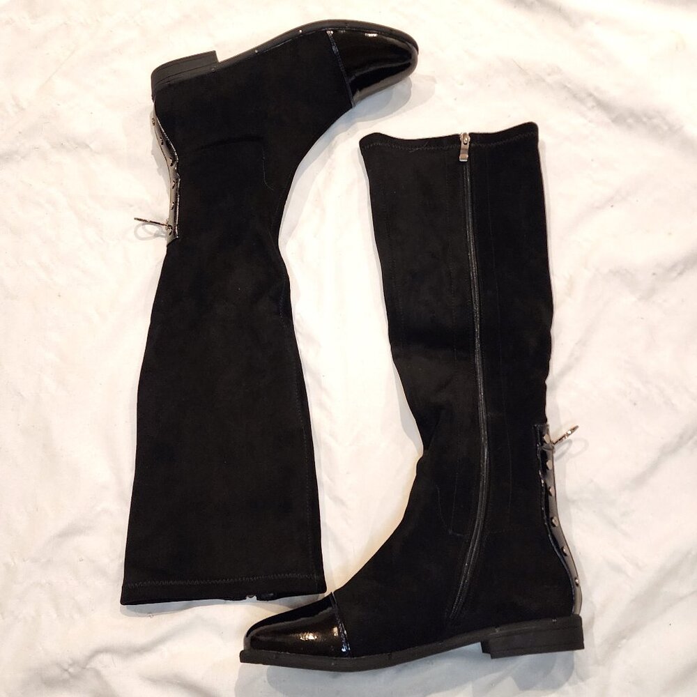 Torgeis | Nova Knee High Faux Suede Flat Boots